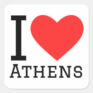 Pegatina Cuadrada Me encanta Atenas 