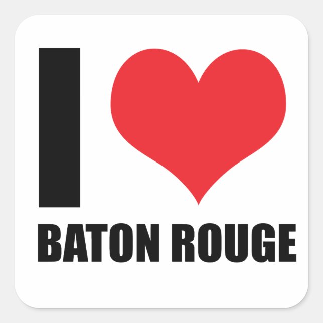 Pegatina Cuadrada Me encanta Baton Rouge (Anverso)