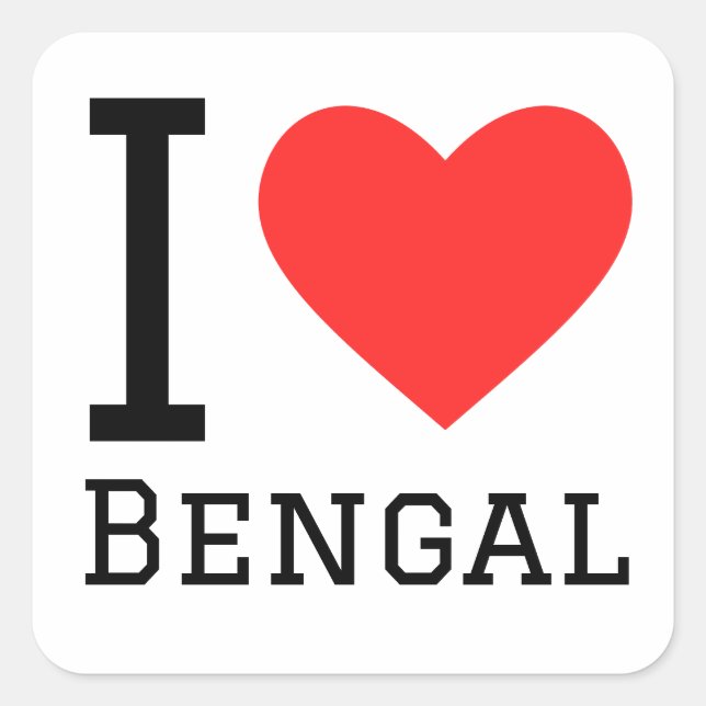 Pegatina Cuadrada Me encanta bengala (Anverso)