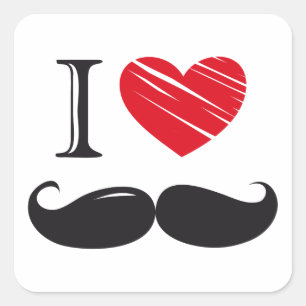 Pegatina Cuadrada Me encanta bigote Nº 1