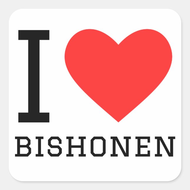 Pegatina Cuadrada Me encanta bishonen (Anverso)