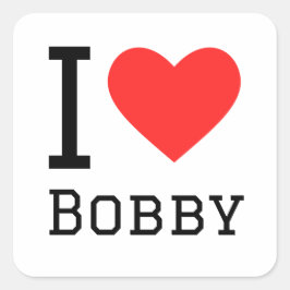 Pegatina Cuadrada Me encanta bobby