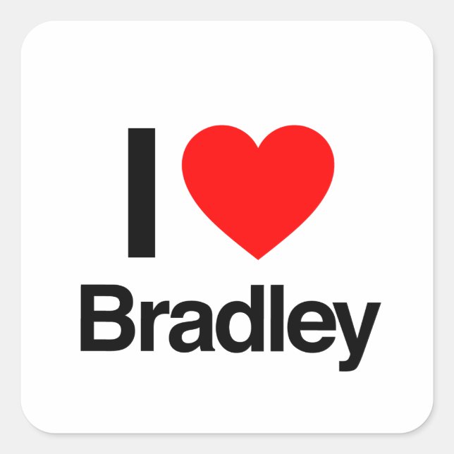 Pegatina Cuadrada me encanta bradley (Anverso)