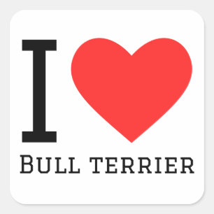 Pegatina Cuadrada Me encanta bull terrier