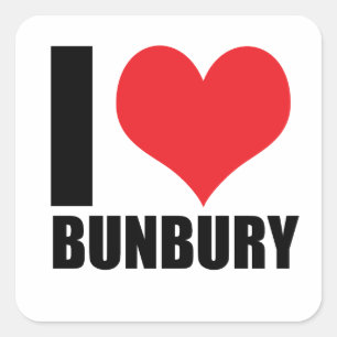 Pegatina Cuadrada Me encanta Bunbury