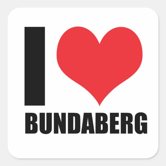 Pegatina Cuadrada Me encanta Bundaberg (Anverso)