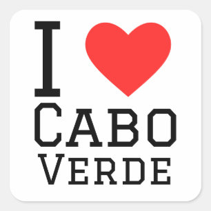 Pegatina Cuadrada Me encanta Cabo Verde