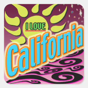 Pegatina Cuadrada ¡Me encanta California! ¡Pegatina de la noche del 