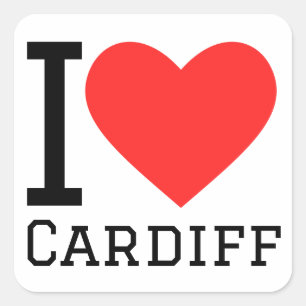 Pegatina Cuadrada Me encanta cardiff