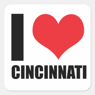 Pegatina Cuadrada Me encanta Cincinnati
