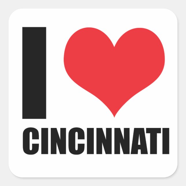 Pegatina Cuadrada Me encanta Cincinnati (Anverso)