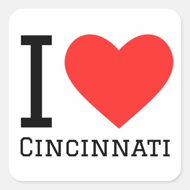 Pegatina Cuadrada Me encanta Cincinnati (Anverso)