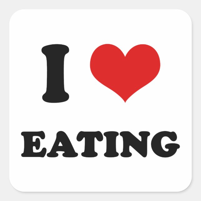 Pegatina Cuadrada Me Encanta Comer (Anverso)