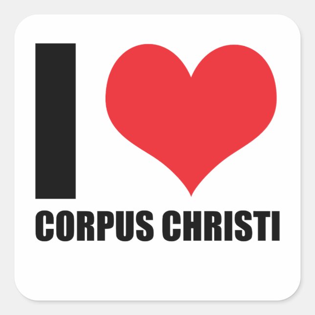 Pegatina Cuadrada Me encanta Corpus Christi (Anverso)