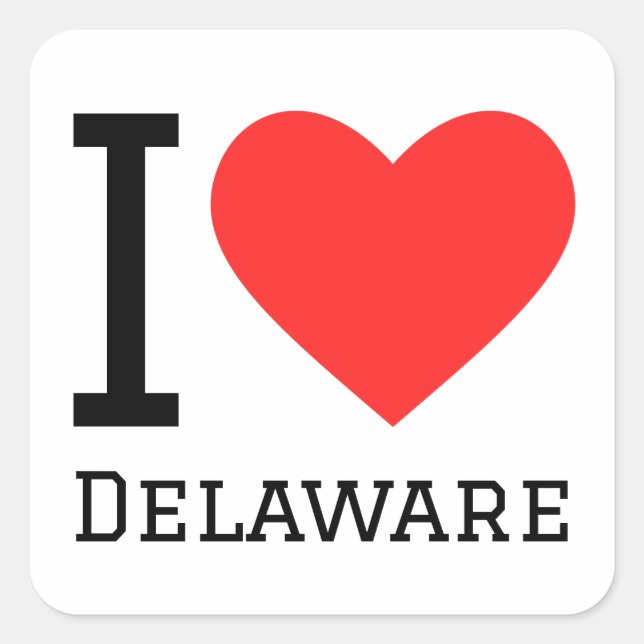 Pegatina Cuadrada Me encanta Delaware (Anverso)