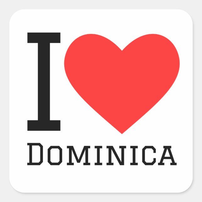 Pegatina Cuadrada Me encanta dominica (Anverso)