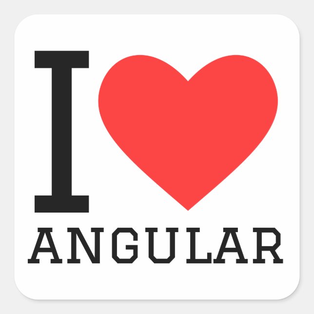 Pegatina Cuadrada Me encanta el angular (Anverso)