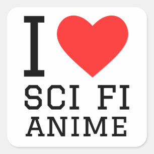Pegatina Cuadrada Me encanta el anime de ciencia ficción