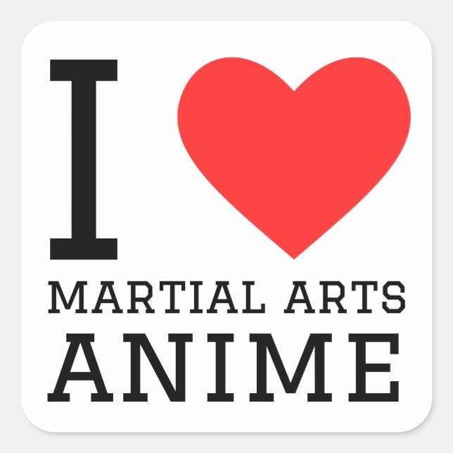 Pegatina Cuadrada Me encanta el anime de las artes marciales (Anverso)