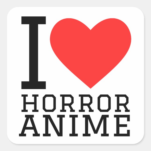 Pegatina Cuadrada Me encanta el anime del horror (Anverso)