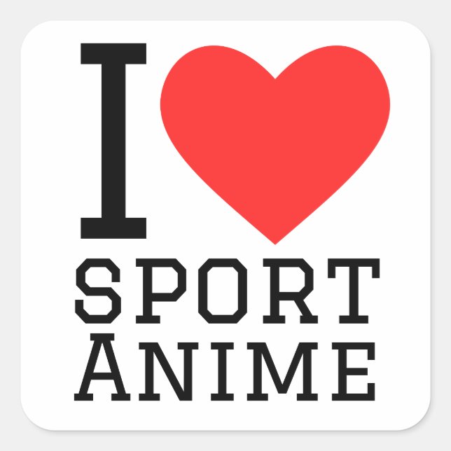 Pegatina Cuadrada Me encanta el anime deportivo (Anverso)
