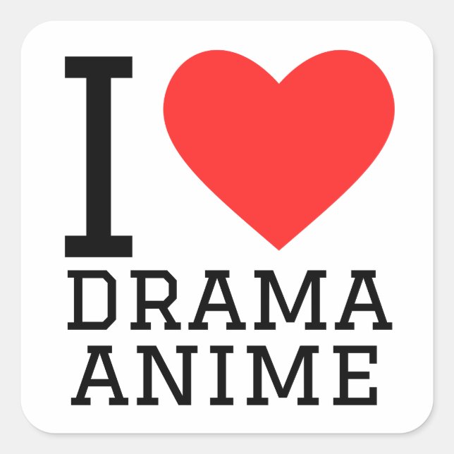 Pegatina Cuadrada Me encanta el anime dramático (Anverso)