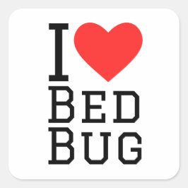 Pegatina Cuadrada Me encanta el bicho de cama