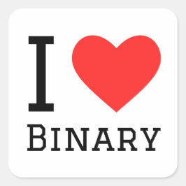 Pegatina Cuadrada Me encanta el binario