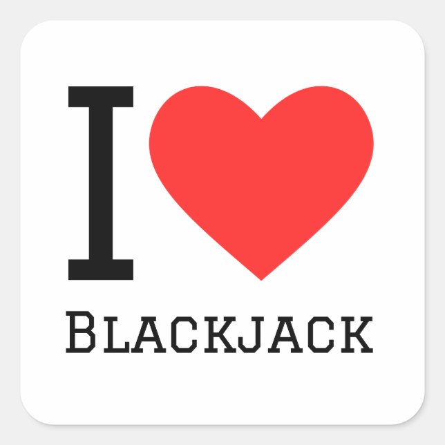 Pegatina Cuadrada Me encanta el blackjack (Anverso)