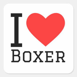 Pegatina Cuadrada Me encanta el boxeador