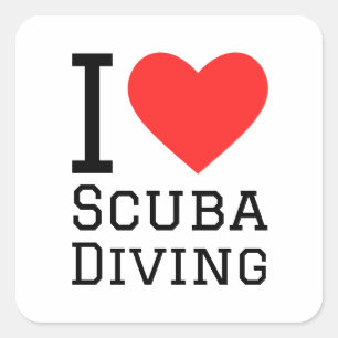 Pegatina Cuadrada Me encanta el buceo submarino