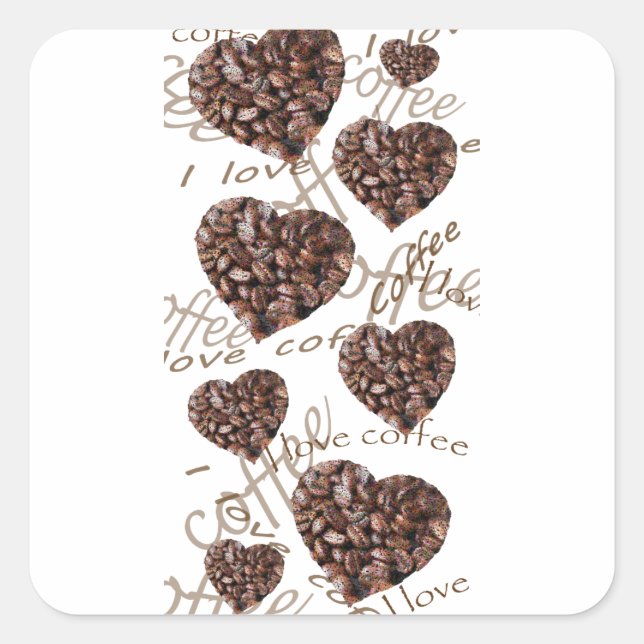 Pegatina Cuadrada ¡Me Encanta El Café! (Anverso)