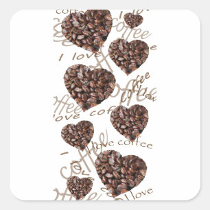 Pegatina Cuadrada "¡Me encanta el café!"