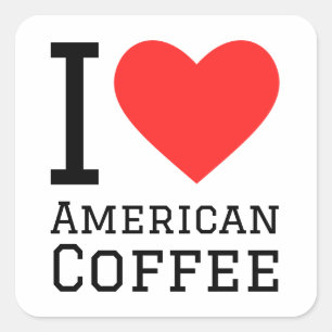 Pegatina Cuadrada Me encanta el café americano
