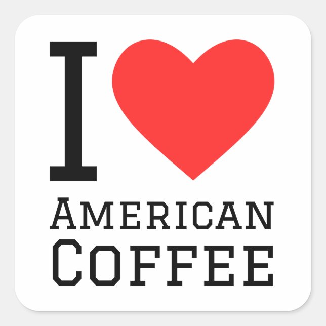 Pegatina Cuadrada Me encanta el café americano (Anverso)