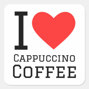 Pegatina Cuadrada Me encanta el café capuchino