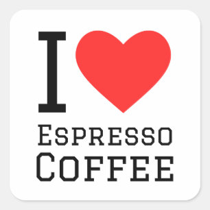 Pegatina Cuadrada Me encanta el café expreso