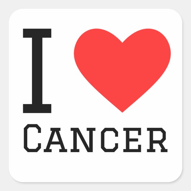 Pegatina Cuadrada Me encanta el cáncer (Anverso)
