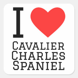 Pegatina Cuadrada Me encanta el cavalier Charles spaniel