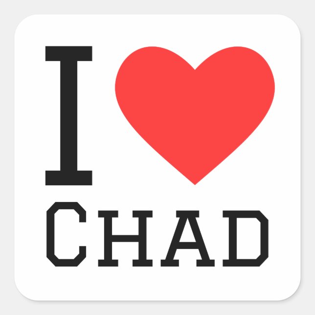 Pegatina Cuadrada Me encanta el chad (Anverso)