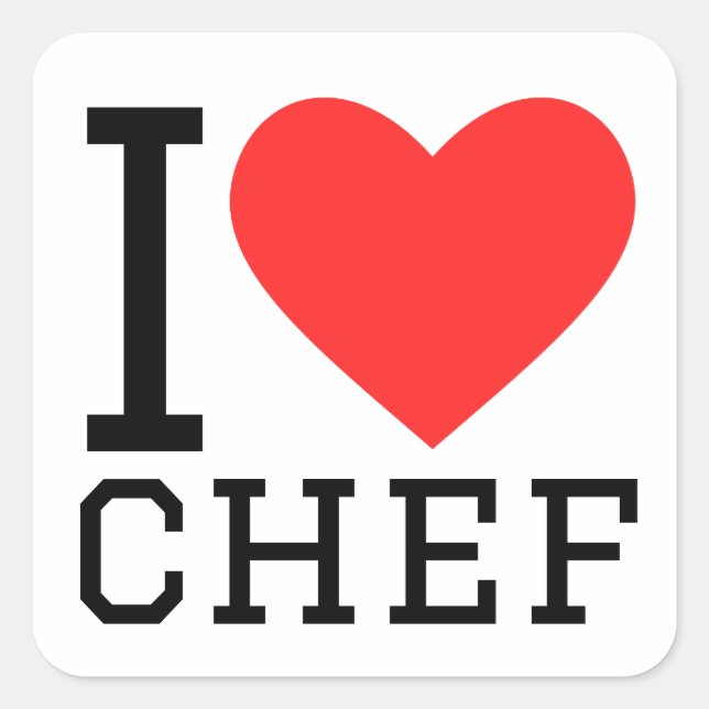 Pegatina Cuadrada Me encanta el chef (Anverso)