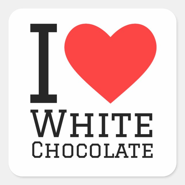 Pegatina Cuadrada Me encanta el chocolate blanco (Anverso)