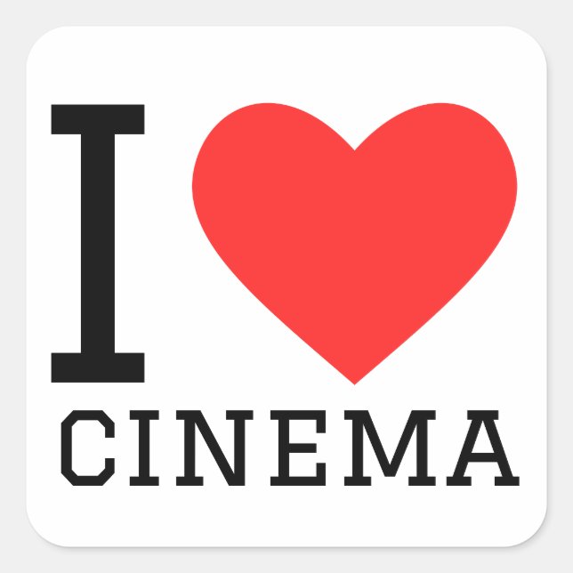 Pegatina Cuadrada Me encanta el cine (Anverso)