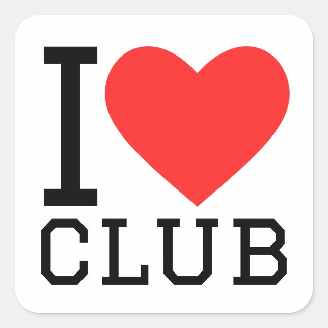 Pegatina Cuadrada Me encanta el club (Anverso)