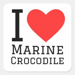 Pegatina Cuadrada Me encanta el cocodrilo marino