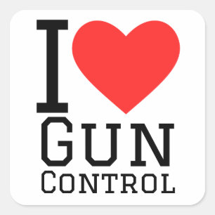 Pegatina Cuadrada Me encanta el control de armas