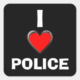 PEGATINA CUADRADA ME ENCANTA EL "CORAZÓN" POLICIAL