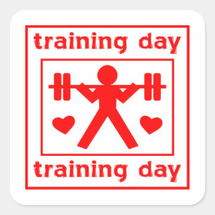 Pegatina Cuadrada Me encanta el día de entrenamiento