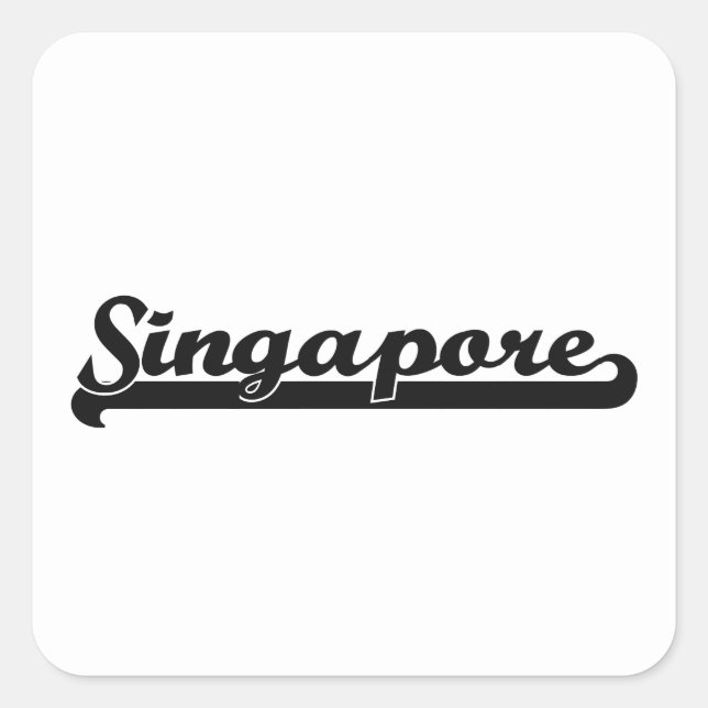 Pegatina Cuadrada Me encanta el diseño clásico de Singapur (Anverso)