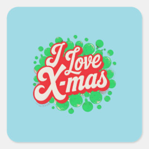 Pegatina Cuadrada Me encanta el diseño de arte digital X-Mas